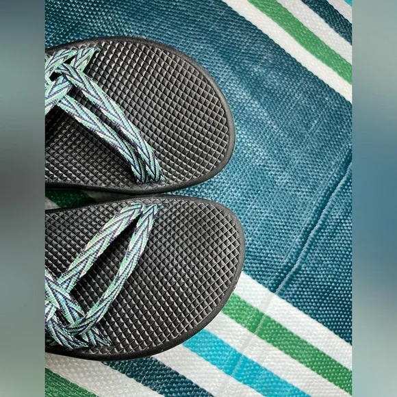 ✨🎉 Chaco ZX2 Strappy Blue Green Diamond Zigzag Pattern Outdoor Sandals Size 6 - Picture 12 of 12